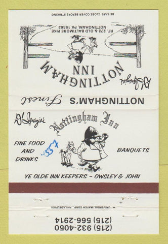 Matchbook Cover - Nottingham Inn PA WRITING 40 Strike