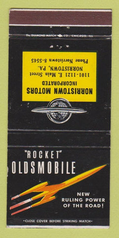 Matchbook Cover - Oldsmobile Rocket Norristown Motors PA 30 Strike