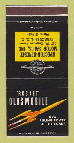 Matchbook Cover - Oldsmobile Rocket Spector Genesee Syracuse NY 30 Strike