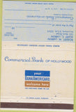 Matchbook Cover - Commercial Bank of Hollywood FL  40 Strike