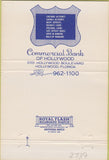Matchbook Cover - Commercial Bank of Hollywood FL  40 Strike