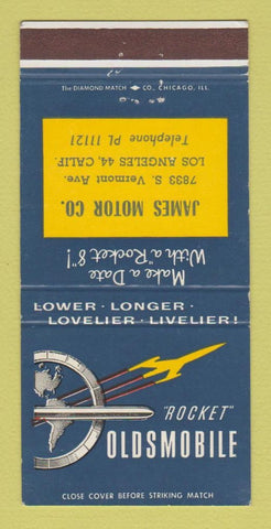 Matchbook Cover - Oldsmobile Rocket James Motors Los Angeles CA 30 Strike
