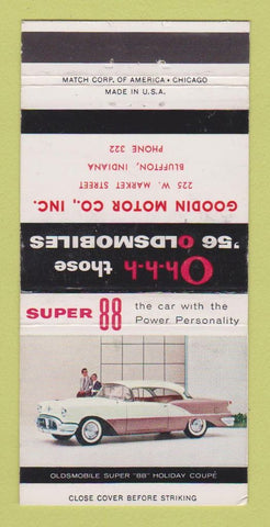 Matchbook Cover - 1956 Oldsmobile Goodin Motors Bluffton INWEAR 30 Strike