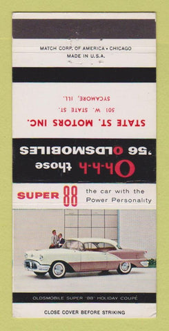 Matchbook Cover - 1956 Oldsmobile State St Motors Sycamore ILWEAR 30 Strike