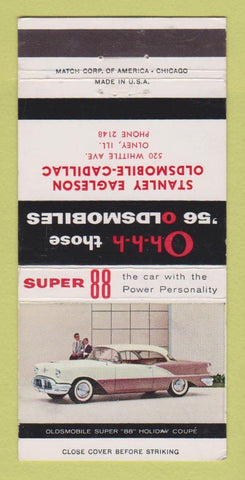 Matchbook Cover 1956 Oldsmobile Stanley Eagleson Cadillac Olney ILWEAR 30 Strike