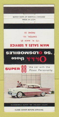 Matchbook Cover - 1956 Oldsmobile Main Sales Canton ILWEAR 30 Strike