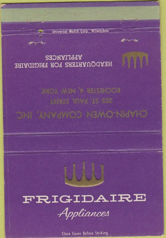 Matchbook Cover - Frigidaire Appliances Rochester NY Chapin 40 Strike