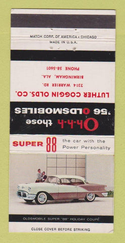 Matchbook Cover - 1956 Oldsmobile Luther Coggin Birmingham ALWEAR 30 Strike