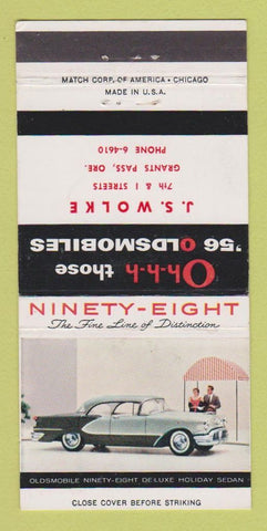 Matchbook Cover - 1956 Oldsmobile JS Wolke Grants Pass OR 30 Strike