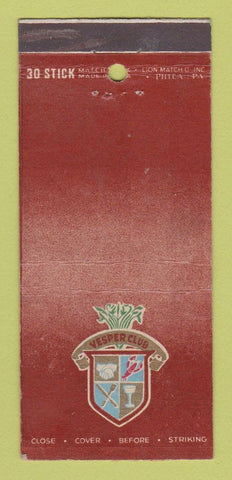 Matchbook Cover - Vesper Club Philadelphia PA WEAR 30 Stick