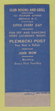 Matchbook Cover - American Legion Adam Plewacki Buffalo NY 30 Stick