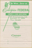 Matchbook Cover - Enterprise Federal Savings Washington DC 40 Strike