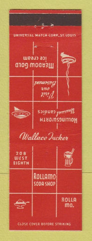 Matchbook Cover - Rollamo Soda Shop Rolla MO