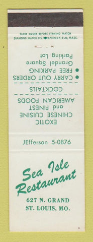 Matchbook Cover - Sea Isle Restaurant St Louis MO