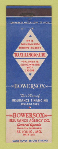Matchbook Cover - Bowersox Insurance St Louis MO