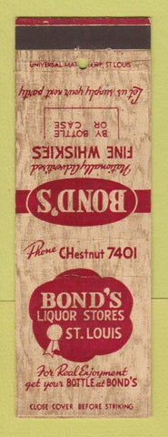 Matchbook Cover - Bond's Liquor Store St Louis MO