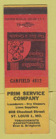 Matchbook Cover - Prim Service Company ST Louis MO Tobacco laundry
