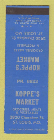 Matchbook Cover - Koppe's Market Grocery St Louis MO