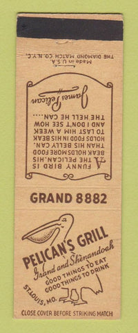Matchbook Cover - Pelican's Grill St Louis MO