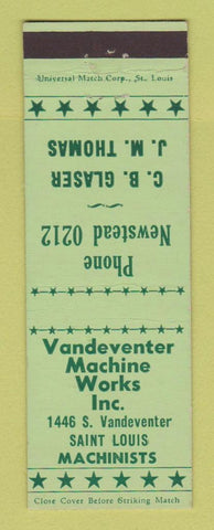Matchbook Cover - Vandeventer Machine Works St Louis MO