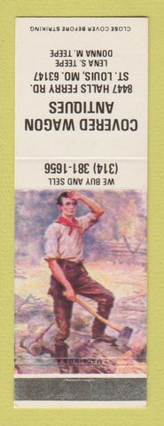 Matchbook Cover - Covered Wagon Antiques St Louis MO Abraham Lincoln