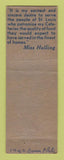 Matchbook Cover - Miss Hulling's Restaurant St Louis MO WEAR