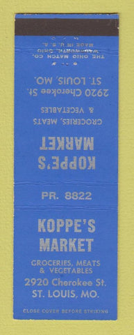 Matchbook Cover - Koppe's Market Grocery St Louis MO
