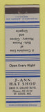 Matchbook Cover - J Ann Hat Shop St Louis MO