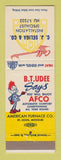 Matchbook Cover - BT Udee American Furnace ST Louis MO CJ Seliga