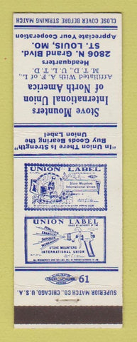 Matchbook Cover - Stove Mounters' Union St Louis MO