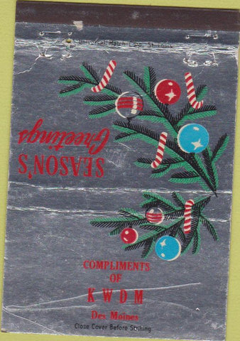 Matchbook Cover - KWDM Radio Des Moines Christmas WEAR 40 Strike