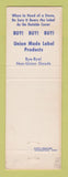 Matchbook Cover - Stove Mounters' Union AFL St Louis MO