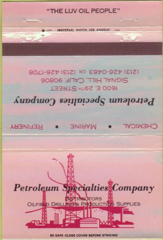 Matchbook Cover - Petroleum Specialties Co Signal Hill CA 40 Strike