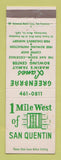 Matchbook Cover - Greenbrae Lanes Bowling San Quentin Prison Marin CA