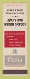 Matchbook Cover - Coors Beer Logans Hogan Bar Alcova WY