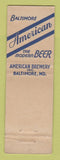 Matchbook Cover - American Beer Baltimore MD WORN