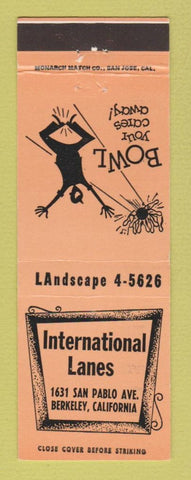 Matchbook Cover - International Lanes Bowling Berkeley CA