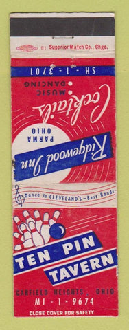 Matchbook Cover - Ten Pin Tavern Garfield Heights OH bowling