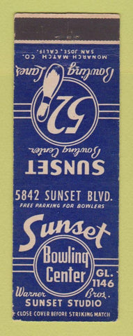 Matchbook Cover - Sunset Bowling Center Hollywood CA Warner Bros Movies