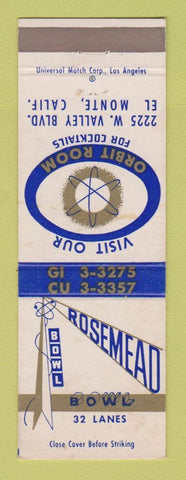 Matchbook Cover - Rosemead Bowling El Monte CA Orbit Room