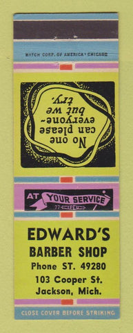 Matchbook Cover - Edward's Barber Shop Jackson MI