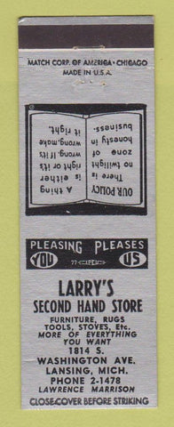 Matchbook Cover - Larry's 2nd Hand Store Lansing MI