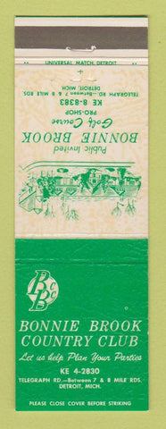 Matchbook Cover - Bonnie Brook Country Club Detroit MI