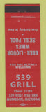 Matchbook Cover - 539 Grill Muskegon MI