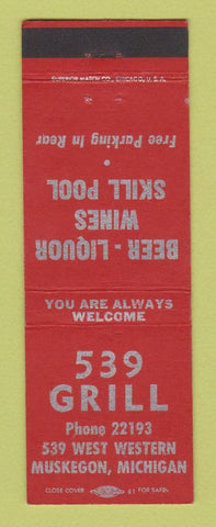 Matchbook Cover - 539 Grill Muskegon MI