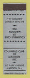 Matchbook Cover - Columbus Club of Madison NJ SAMPLE