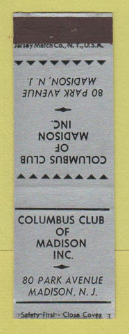 Matchbook Cover - Columbus Club of Madison NJ SAMPLE