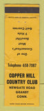 Matchbook Cover - Copper Hill Country Club Granby CT YELLOW WORN