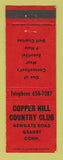 Matchbook Cover - Copper Hill Country Club Granby CT RED