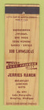 Matchbook Cover - Jerris Ranch Grayling MI WEAR